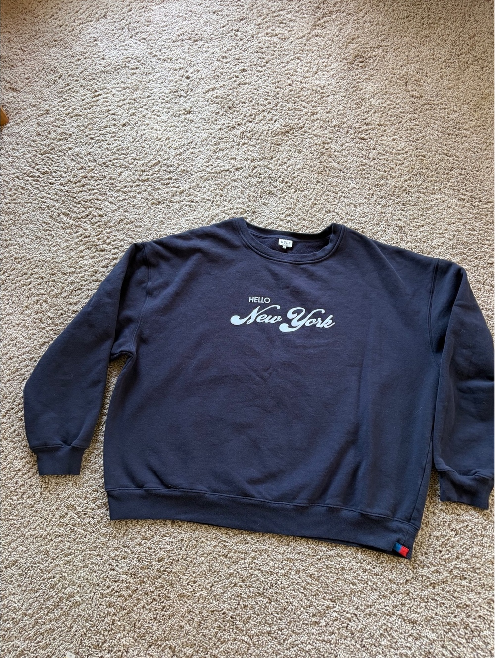 KULE The Oversized Hello New York Sweatshirt Navy Blue Size XL preppy nostalgic
